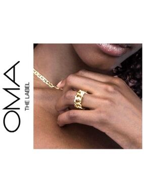 NWT OMA The Label Baba 18K Goldplated Chain Ring